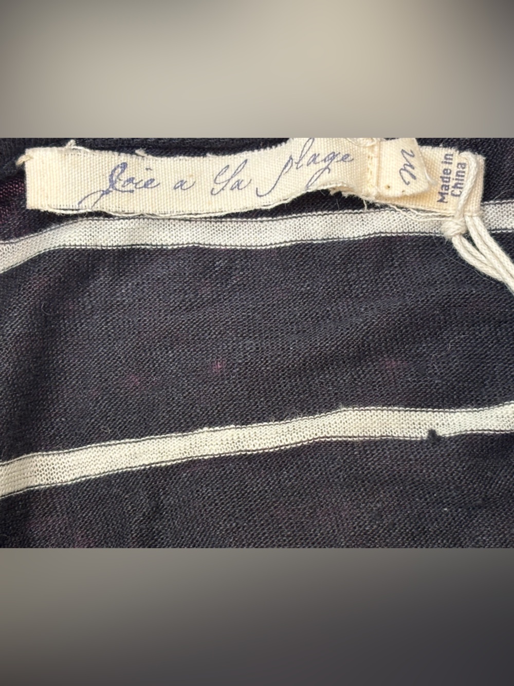 NWT Joie a la Plage Linen Striped Beach Cover Up Tunic Black White Medium - Picture 5 of 7